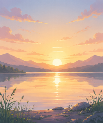 A sunrise over a peaceful landscape