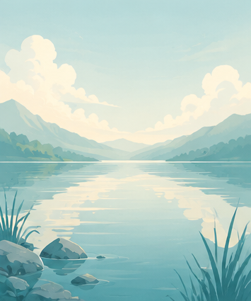 Une eau calme reflétant un ciel paisible